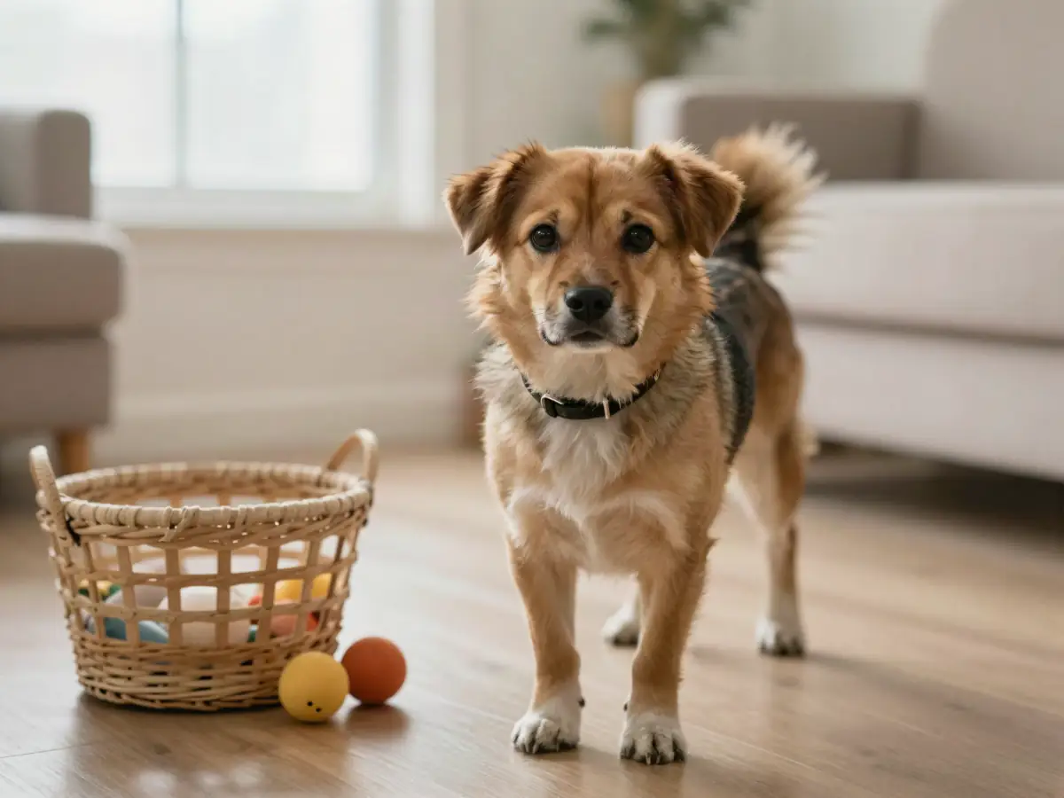 A rescue dog settling into a new home