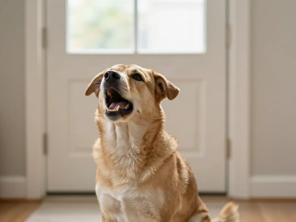A frustrated dog barking